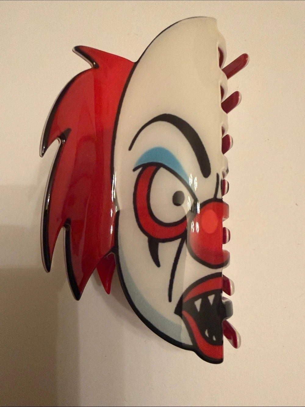 Evil Circus Clown Hair Claw Red & White